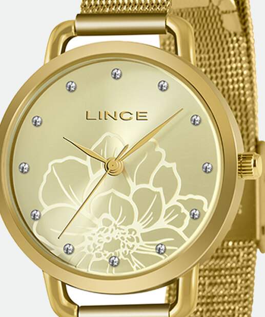 Kit Relógio Feminino Strass Lince LRGJ141LKN