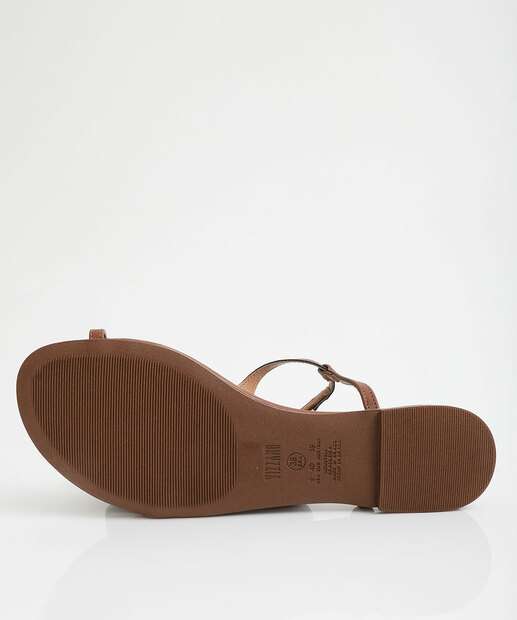 Sandália Feminina Rasteira Pedra Sintética Vizzano Caramelo