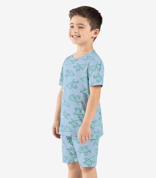 Pijama Infantil Masculino Meia Malha Rovi Kids Azul