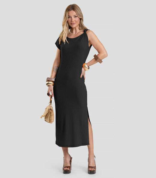 Image_Vestido Midi Canelado Dianna Preto