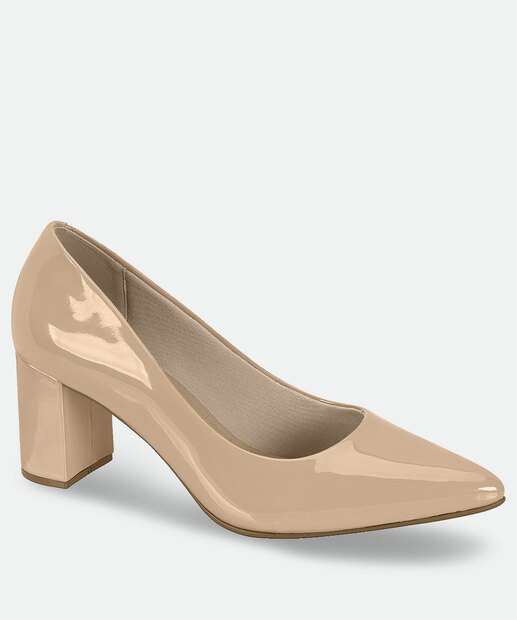 Scarpin Feminino Bico Fino Salto Grosso Moleca
