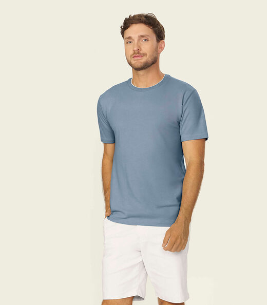 Image_Camiseta Masculina Básica Pique Diametro Azul