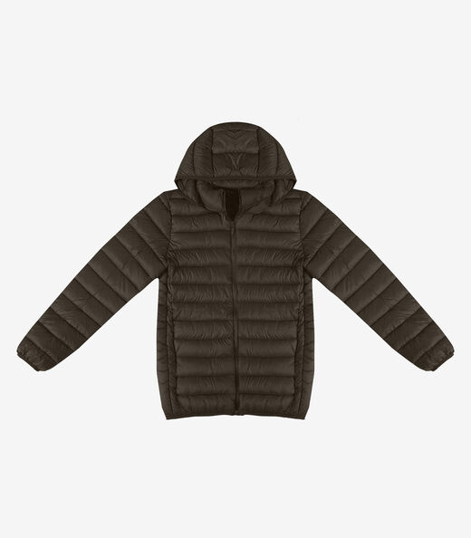 Jaqueta Masculina Puffer Com Capuz All Free Marrom