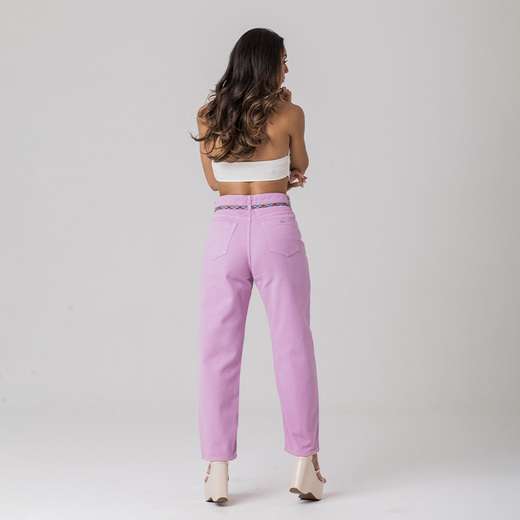 Calça Lilás Feminina Dad Sarja Zune