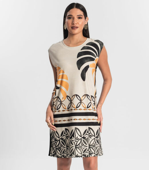 Vestido Feminino Curto Estampado Preto