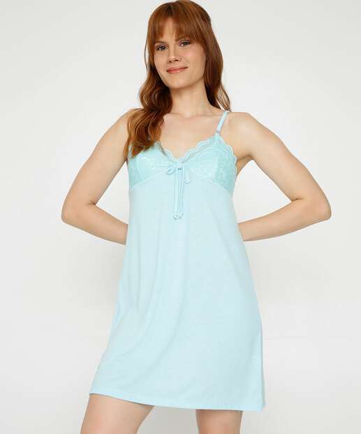 Camisola Amamentação Recorte Renda Alças Finas