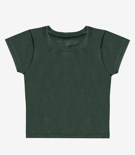 Blusa Básica Infantil Manga Curta Lisa Soletex Verde