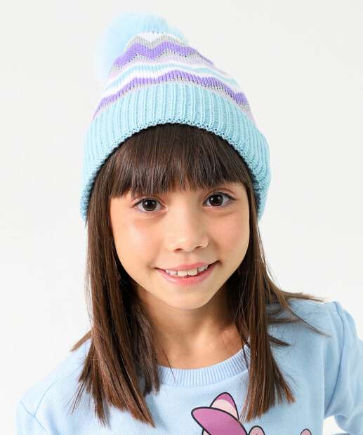 Image_Touca Infantil Listrado Brilho Lurex Marisa Tam 4 a 8 Azul