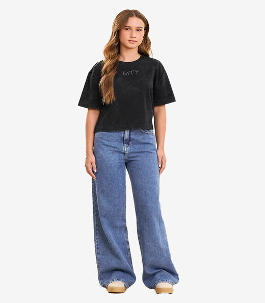 Blusa Feminina Box Com Strass Minty Preto