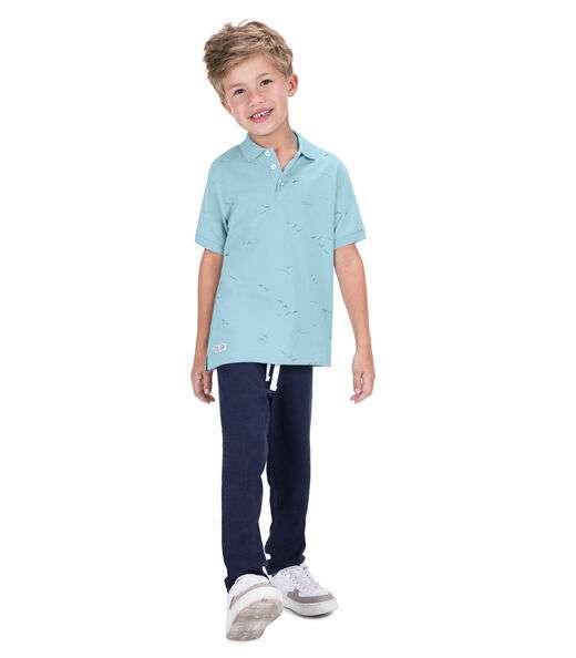 Camisa Polo Infantil Em Cotton Trick Nick Azul