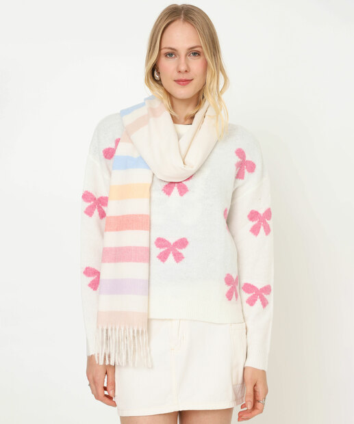 Cachecol Feminino Tricô Multicor Marisa Off White