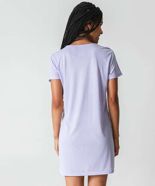 Camisola Manga Curta Estampa Cachorro Marisa Lilás