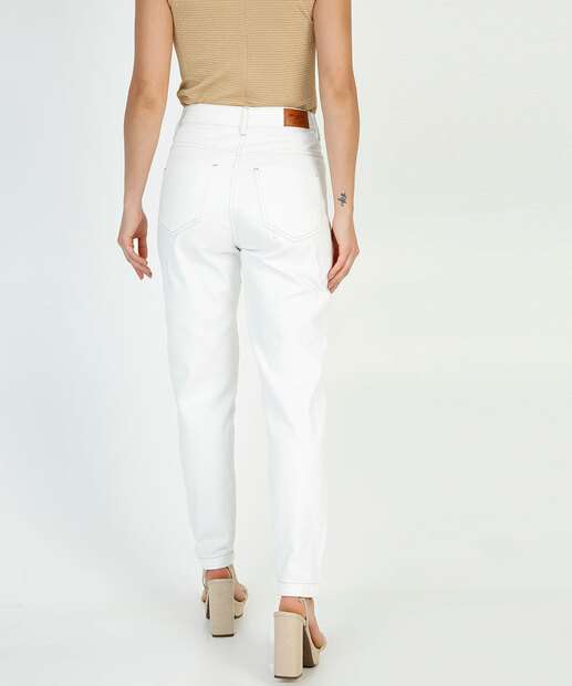Calça Mom Feminina Sarja Bolsos Sawary