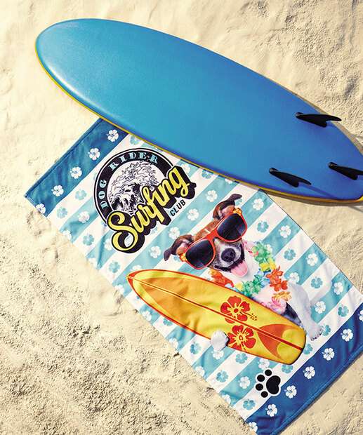 Toalha de Praia Aveludada Dog Surf Lepper