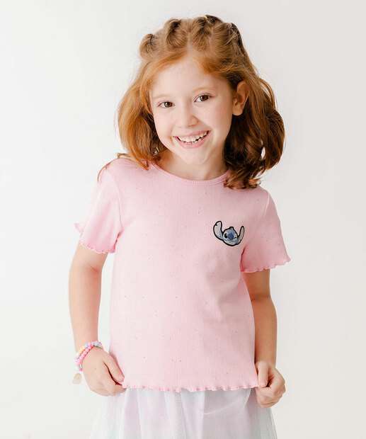 Blusa Infantil Canelada Stitch Disney Marisa Tam 4 a 10