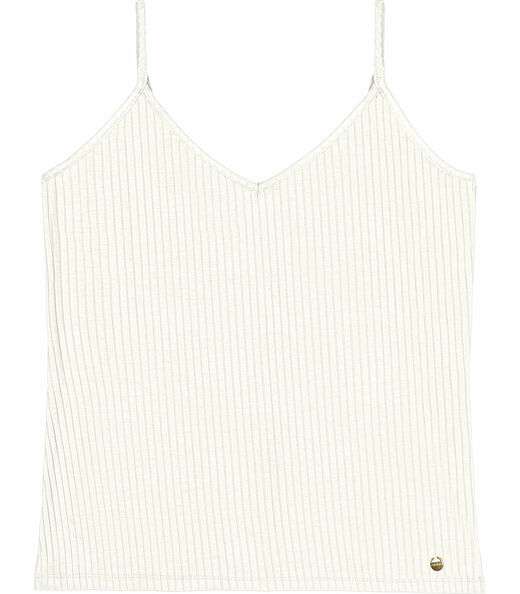 Blusa De Alça Feminina Ribana Canelada Rovitex Bege