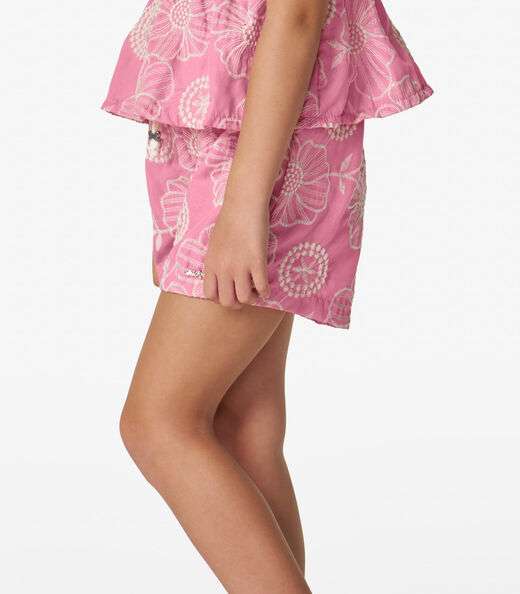 Conjunto Bata com Shorts Algodão Flor Trick Nick Rosa