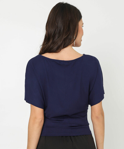 Blusa Feminina Manga Morcego Marisa Azul