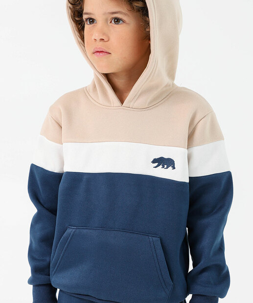 Conjunto Infantil Moletom Capuz Marisa Bege e Azul 