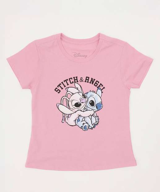Image_Camiseta Juvenil Manga Curta Stitch e Angel Disney Tam 10 a 16