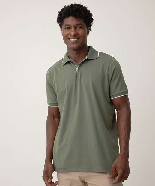 Image_Polo Masculina Botões Manga Curta Marisa Verde