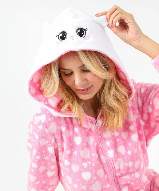 Macacão Pijama Feminino Plush Marisa Rosa 