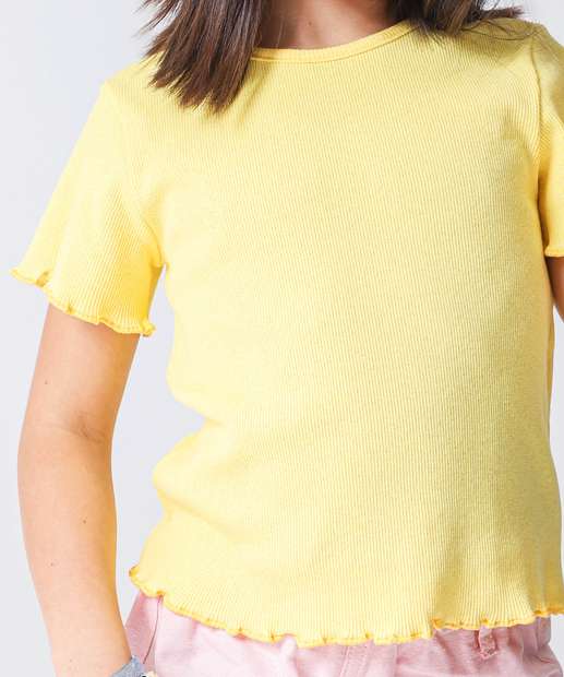 Blusa Infantil Canelada Brilho Marisa Tam 4 a 10 Amarelo