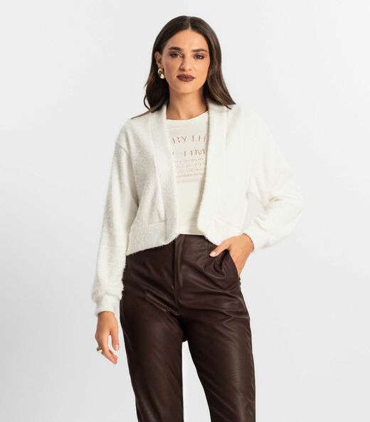 Image_Cardigan Feminino Tricô Felpudo Endless Bege