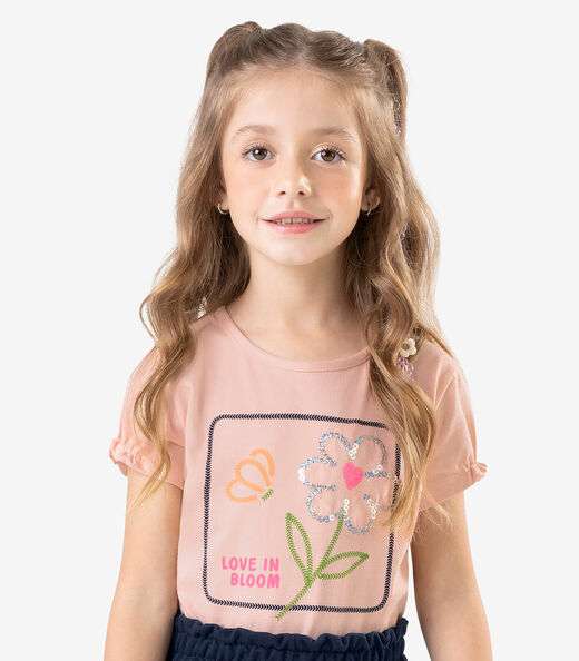Conjunto Infantil Blusa com Shorts Rovi Kids Rosa