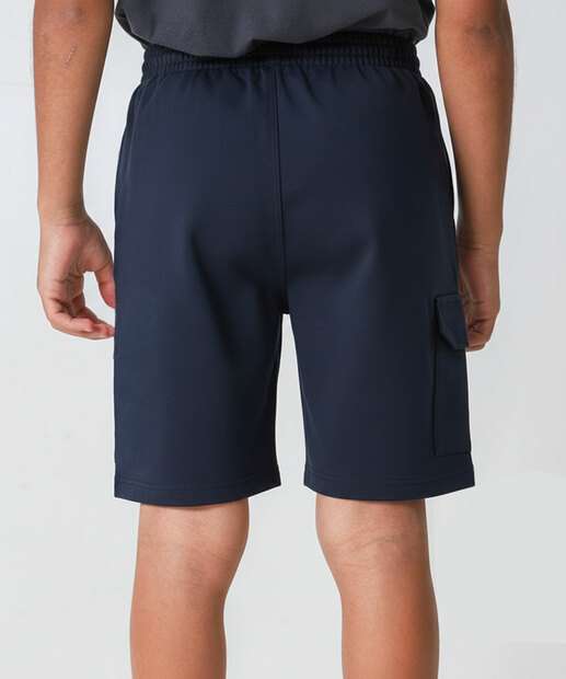 Bermuda Infantil Moletom Cargo Marisa Tam 4 a 10 Azul