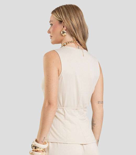Colete Feminino em Malha Visco Maquinetada Dianna Bege