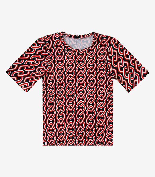 Blusa Feminina Estampada Viscotorcion Infinita Cor Laranja