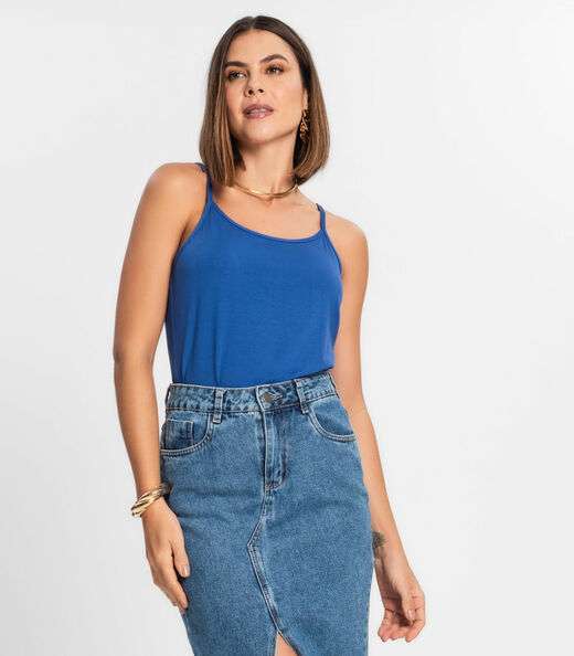 Image_Blusa de Alça Feminina Viscotorcion Básica Rovitex Azul