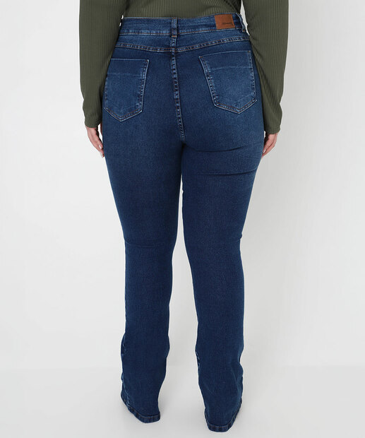 Calça Plus Size Feminina Bootcut Jeans Sawary Azul