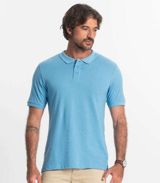 Camisa Polo Masculina Em Piquet Diametro Azul