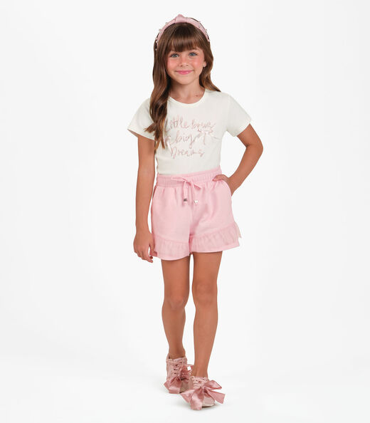Conjunto Blusa com Shorts Menina Trick Nick Bege
