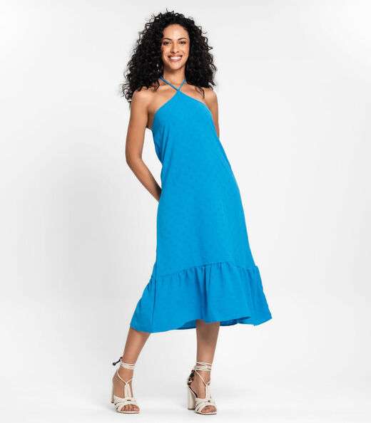 Image_Vestido Midi De Alça E Babados Em Air Flow Rovitex Azul