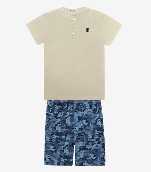 Image_Conjunto Infantil Camiseta Com Bermuda Trick Nick Bege