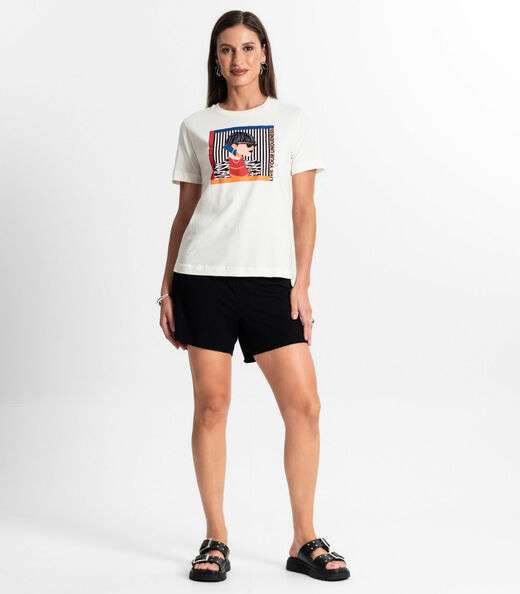 Camiseta Feminina Em Meia Malha Rovitex Bege