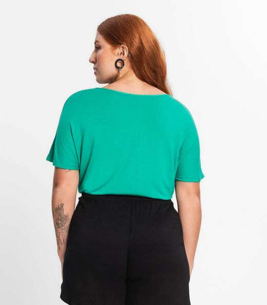 Blusa Manga Curta Feminina Plus Size Secret Glam Verde