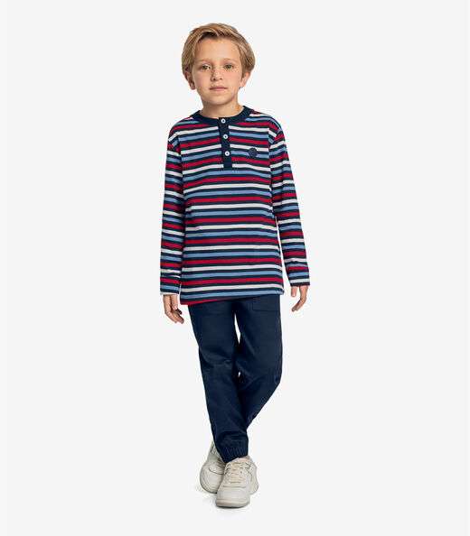 Camiseta Infantil Manga Longa Trick Nick Azul