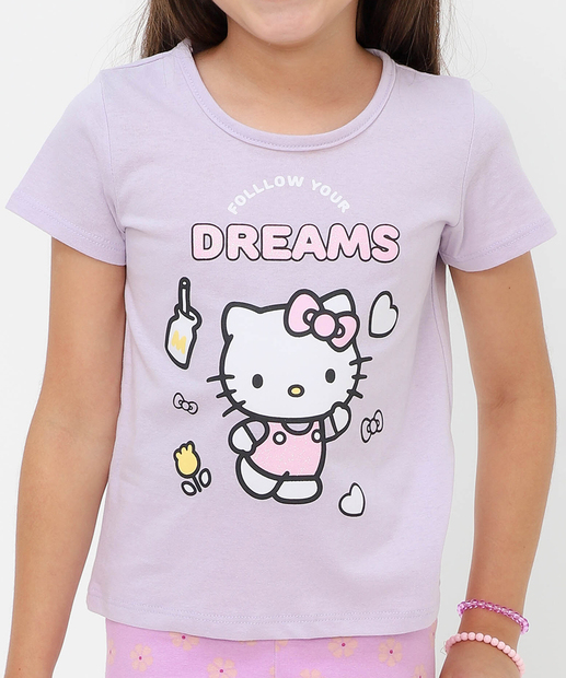 Blusa Infantil Hello Kitty Tam 4 a 10 Lilás