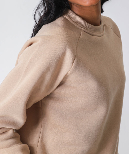 Blusão Feminino Moletom Flanelado Marisa Bege