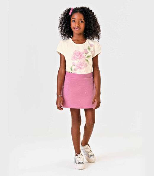Conjunto Blusa Com Short Saia Moletinho Trick Nick Bege