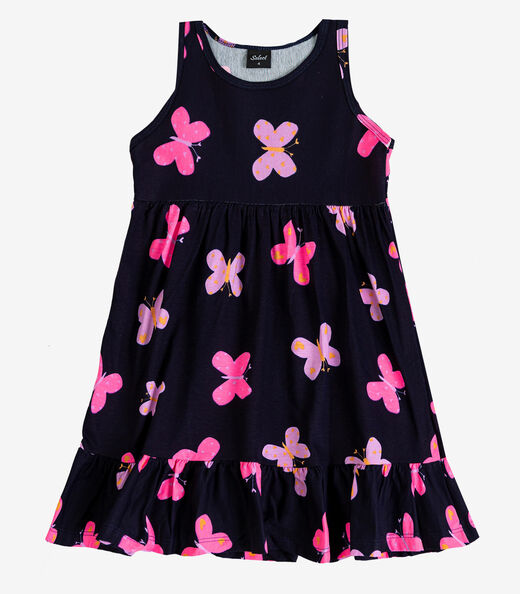 Vestido Infantil em Meia Malha Penteada Select Azul