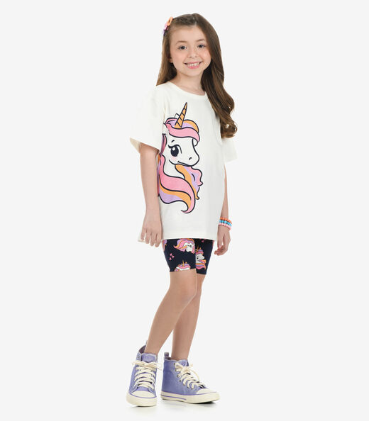 Conjunto Blusa com Ciclista Menina Rovi Kids Bege