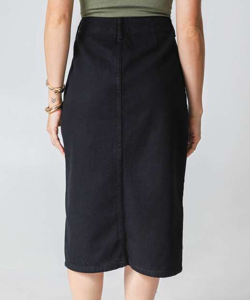 Saia Midi Jeans Feminina Fenda Marisa