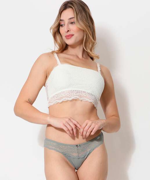 Kit 2 Calcinhas Fio Dental Microfibra Renda Marisa