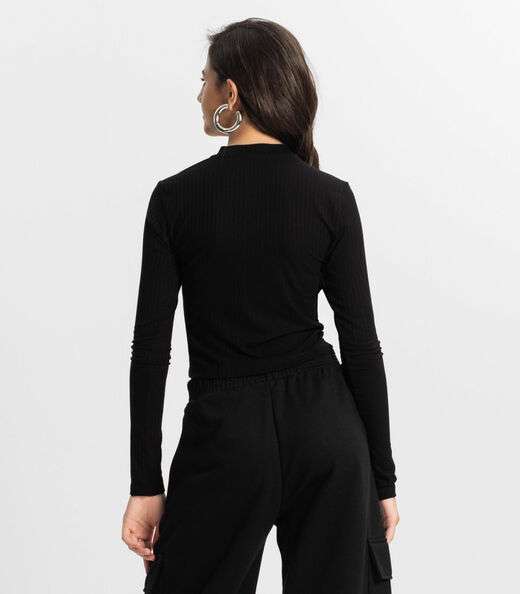 Blusa Cropped Juvenil Feminina Gola Alta Minty Preto