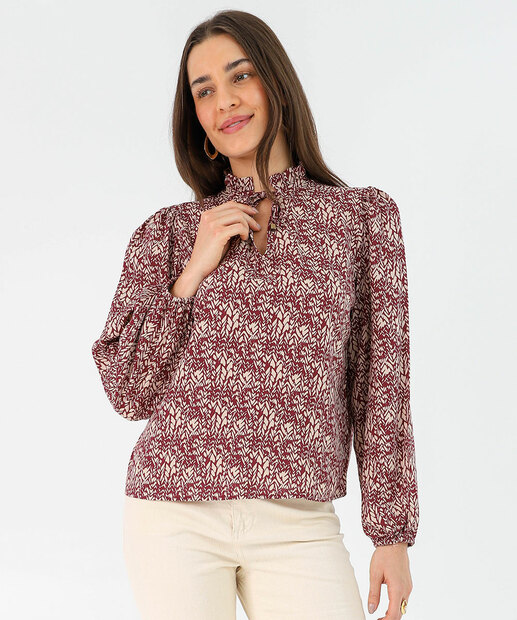 Image_Blusa Feminina Estampada Manga Longa Marisa Bege